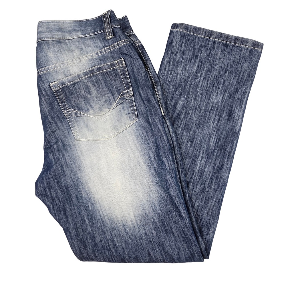 PD&C Jeans Mens 36x32 Blue Slim Straight Faded Denim Y2K Streetwear Grunge Skate